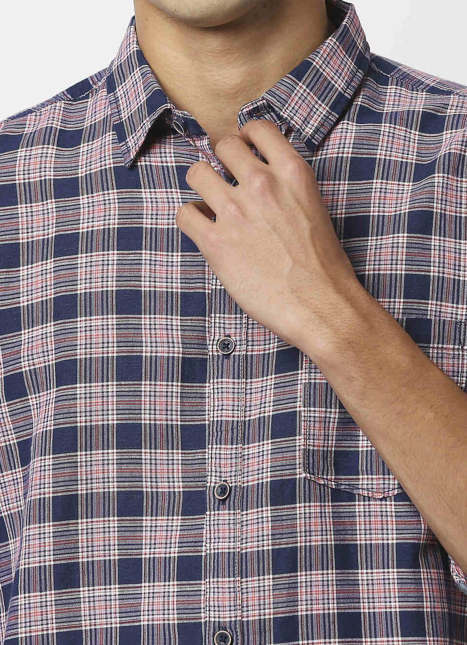 Hawkeye Cotton Linen Check Shirt, , large image number 4