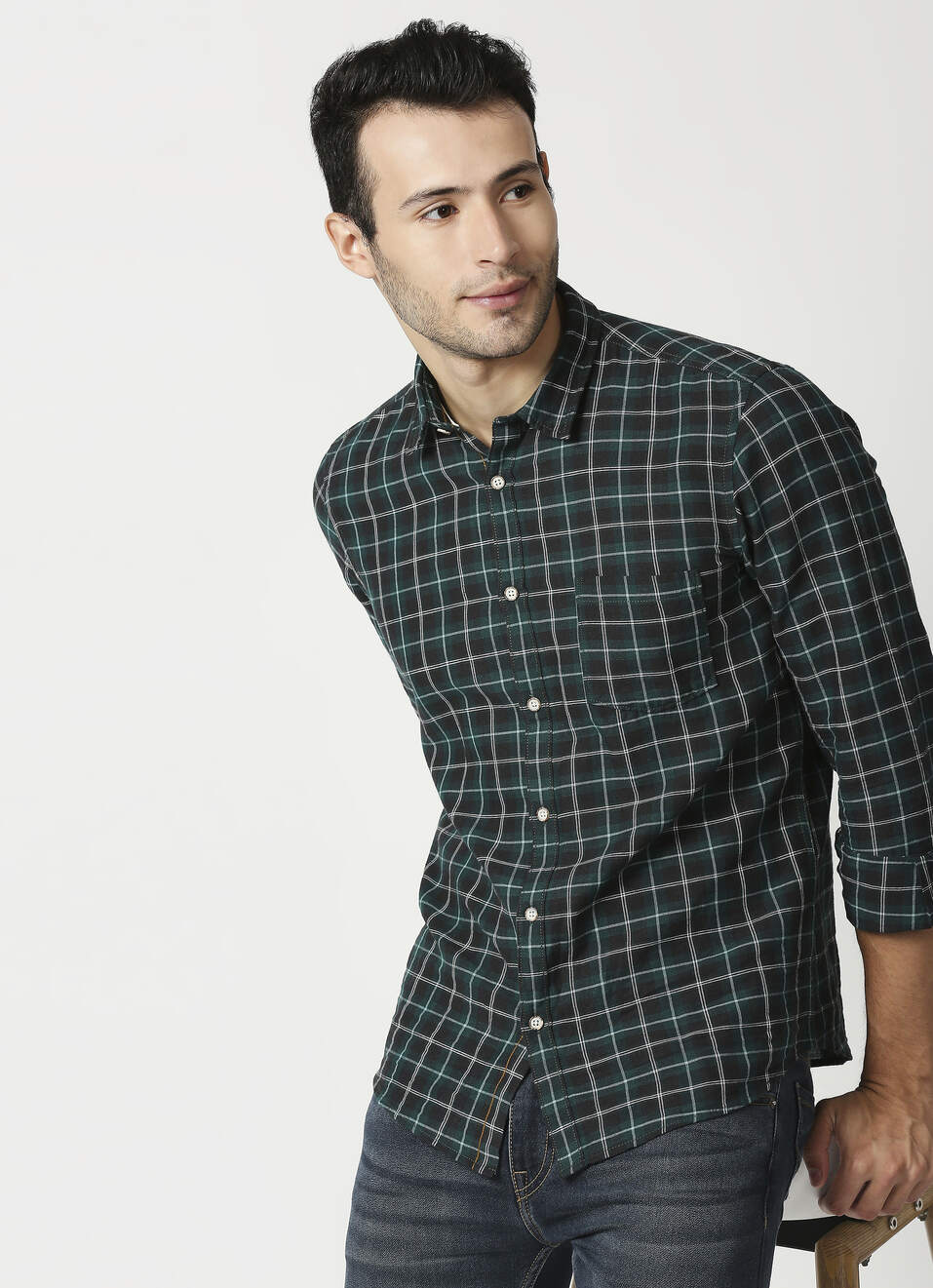 Honcho Cotton Linen Check Shirt, , large image number 0