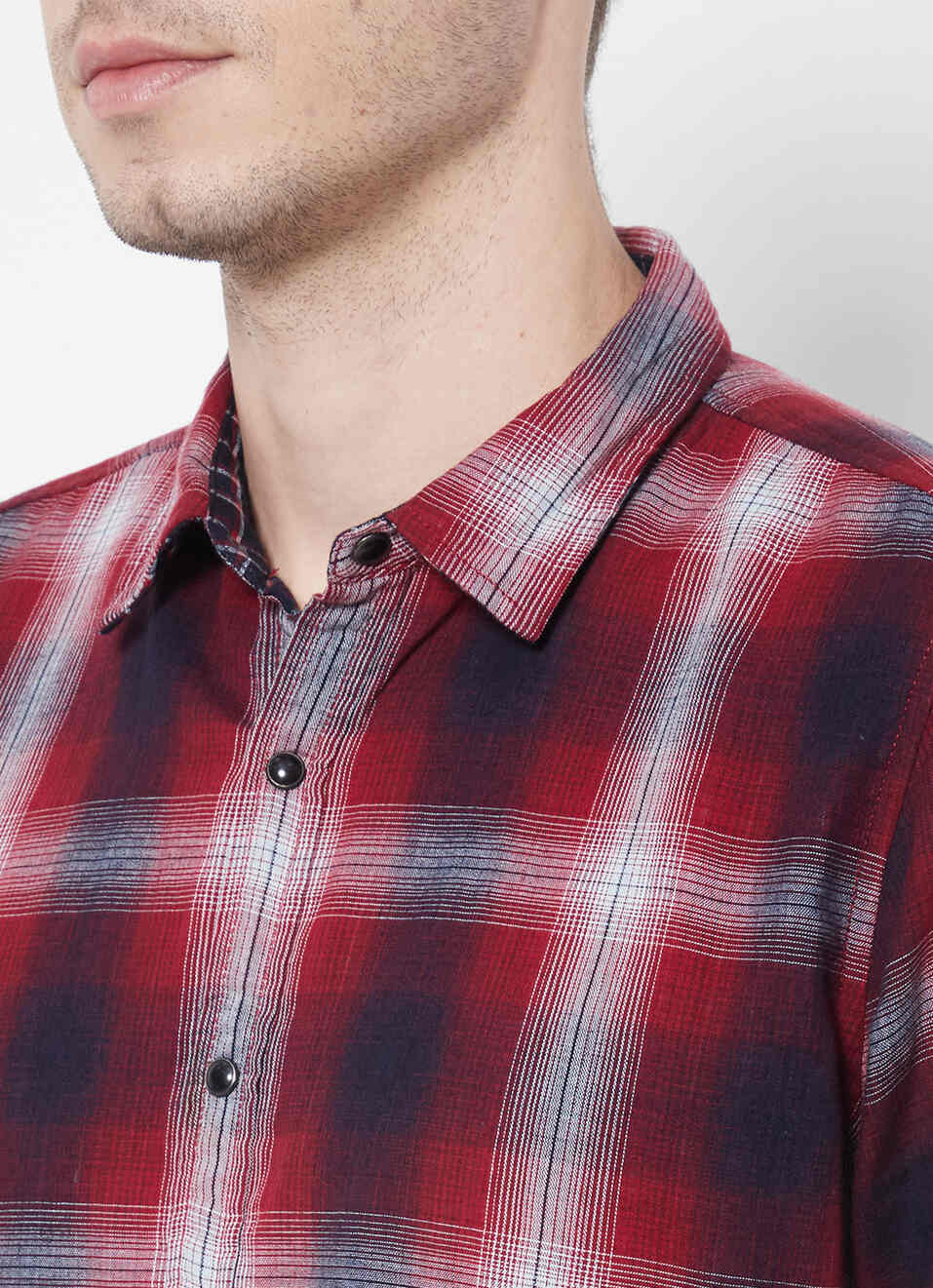 Malo Reversible Indigo Checks Shirt, , large image number 5
