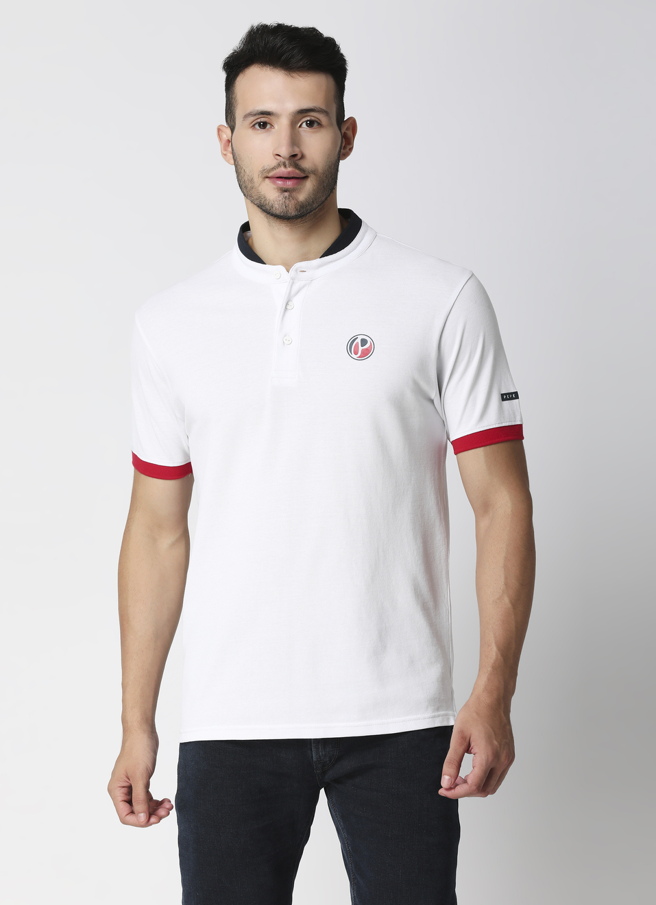 Norverto Band Collared Polo, , large image number 1