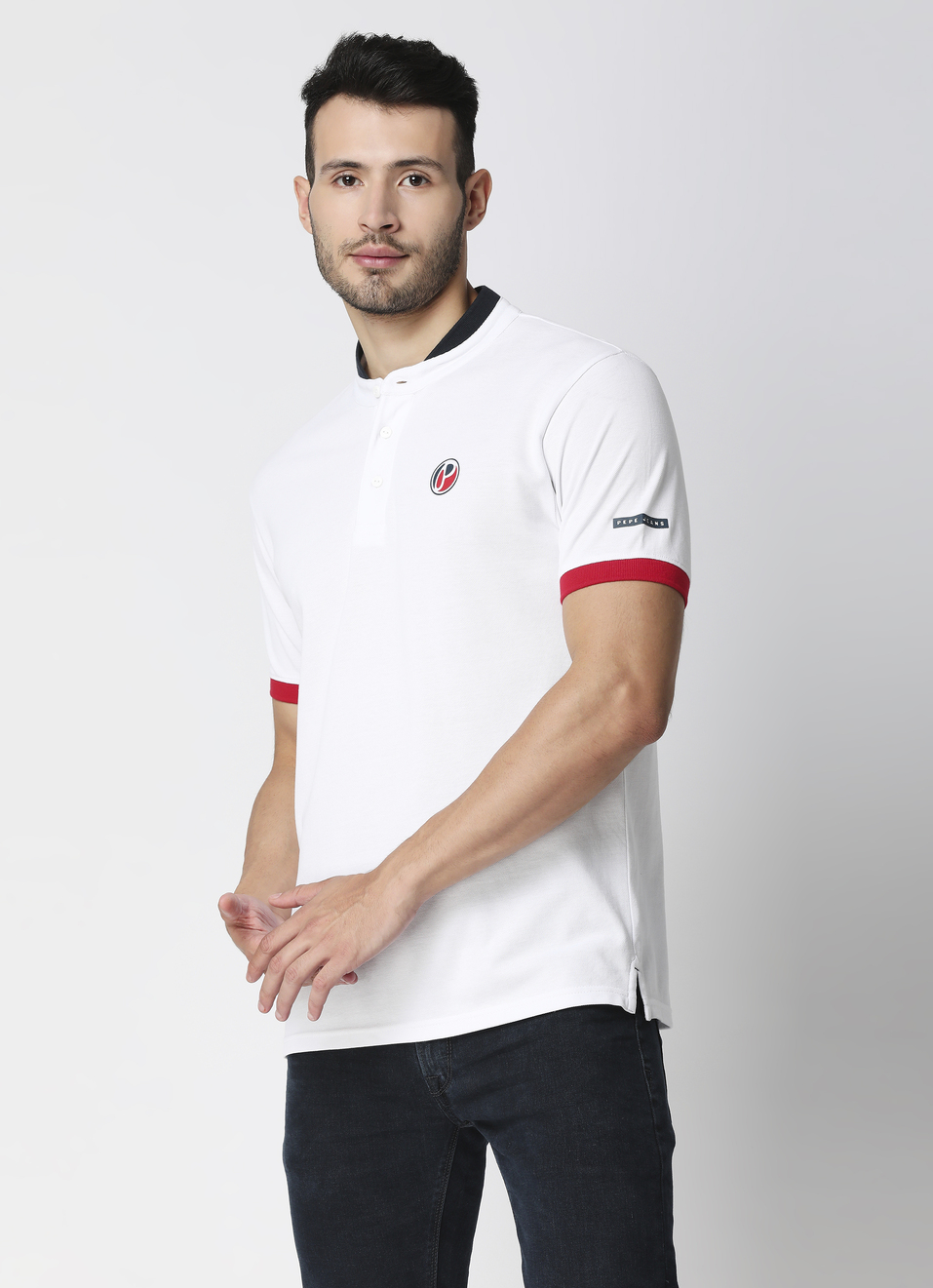 Norverto Band Collared Polo, , large image number 3