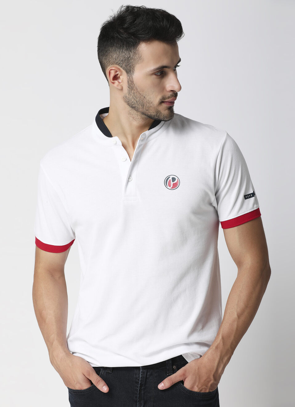 Norverto Band Collared Polo, , large image number 0