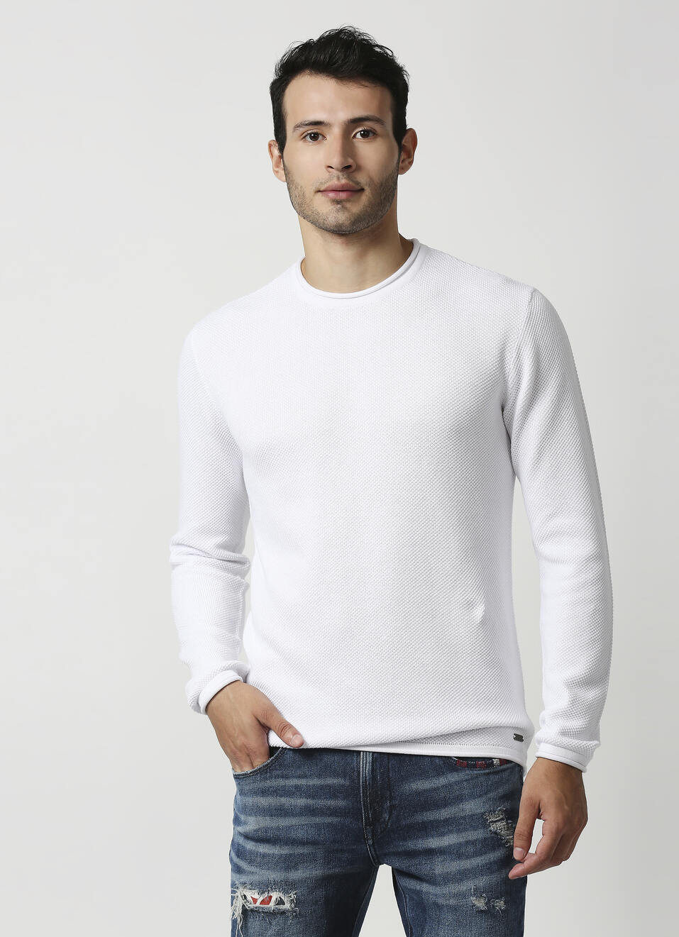 Byford Solid Popcorn Sweater, , large image number 1