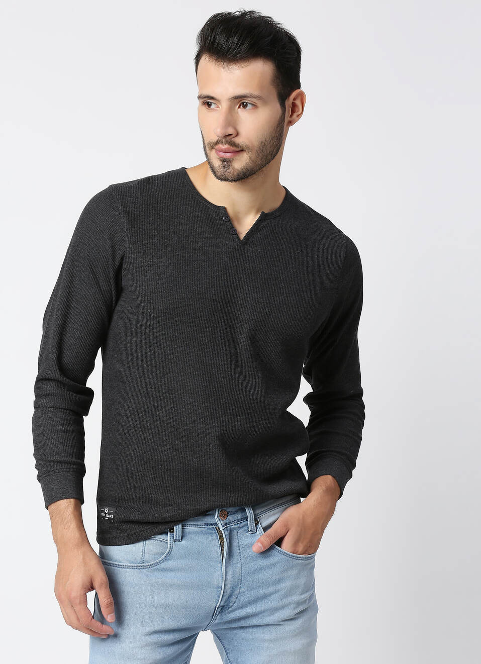 Cleon Henley Waffle Tee, , large image number 0