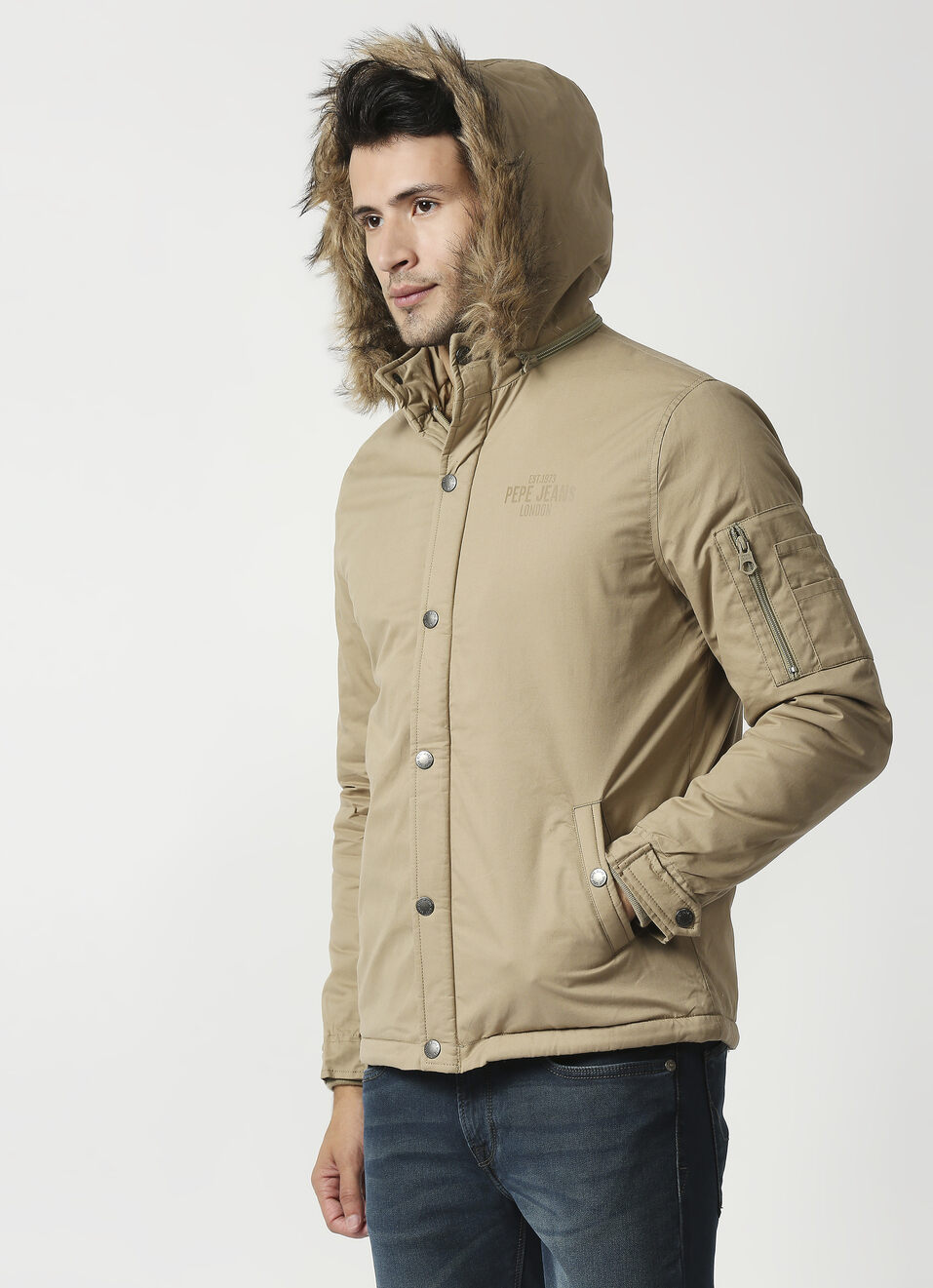 Rufino Light Weight Puffer Jacket With Looper Knit Panel & Utility Pocket, , large image number 3