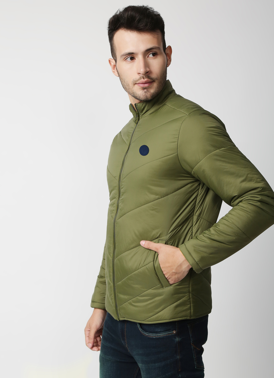 Solid Heavy Wadded Jacket, , large image number 3