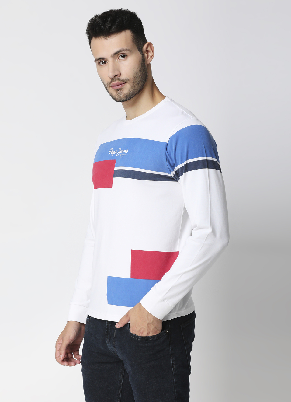 Paton Colourblock Printed Stretch Tee, , large image number 3