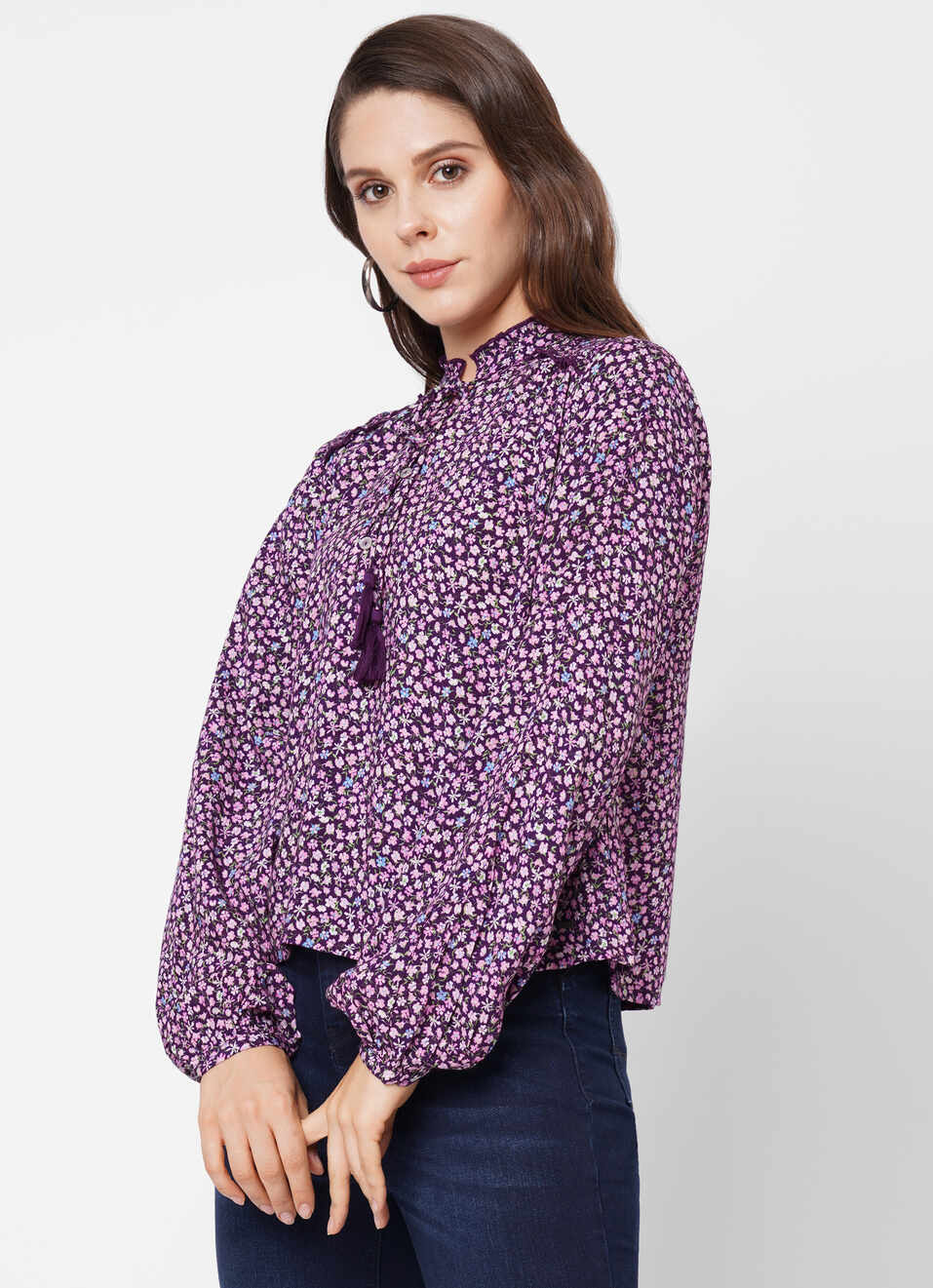 Jeoelen Floral Print Top With Puff Sleeves, , large image number 3