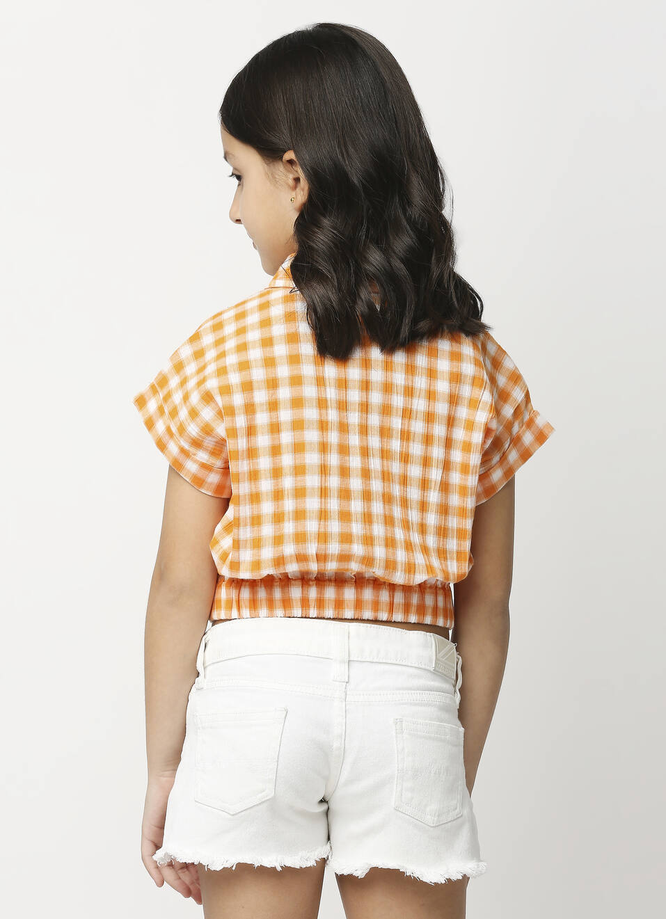Orange Checks Crop Top, , large image number 2