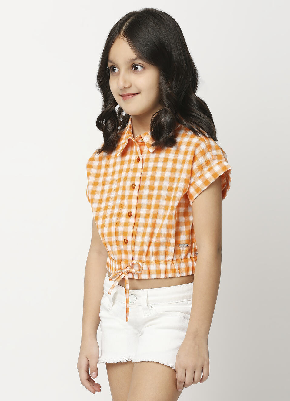 Orange Checks Crop Top, , large image number 3