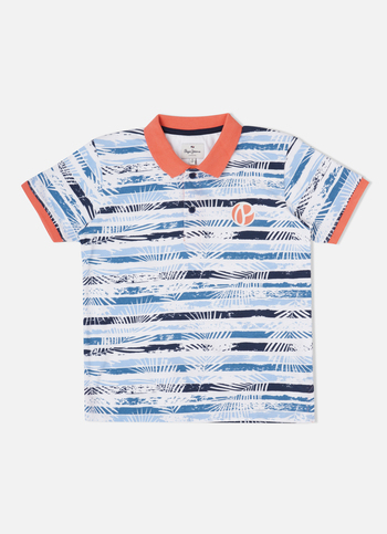 Tropical Print Blue Polo