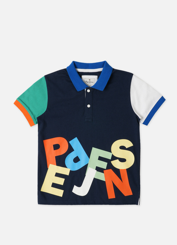 Young Typographic Navy Polo