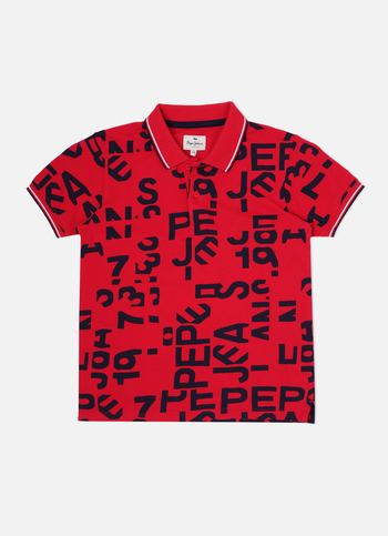Red All Over Printed Polo T Shirt