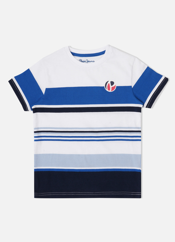 Boys Blue Striped Short Sleeve Tee