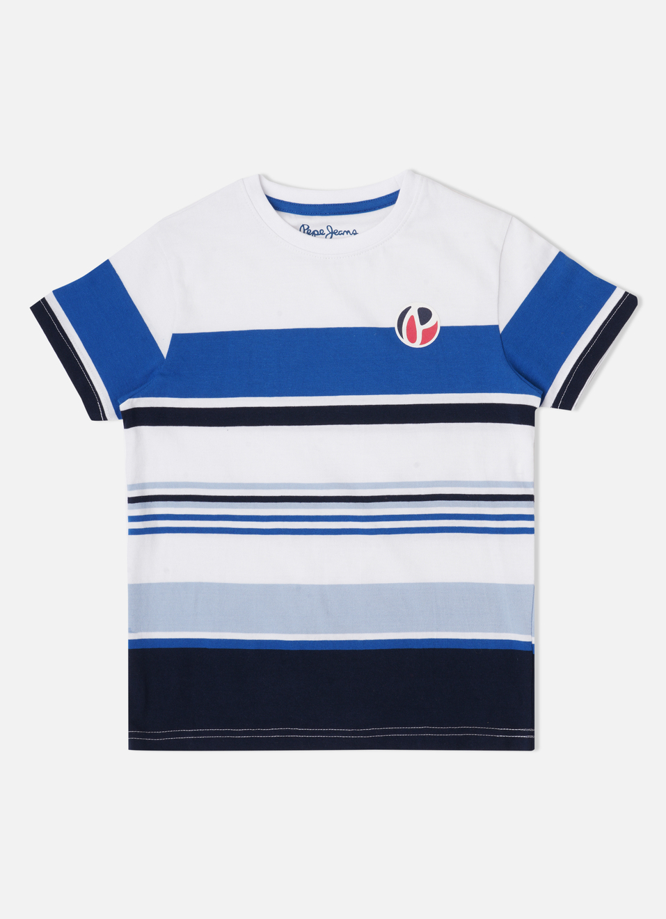 Boys Blue Striped Short Sleeve Tee, , large image number 0