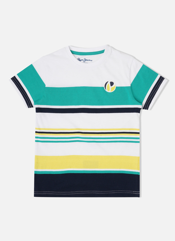 Boys Green Striped Short Sleeve Tee