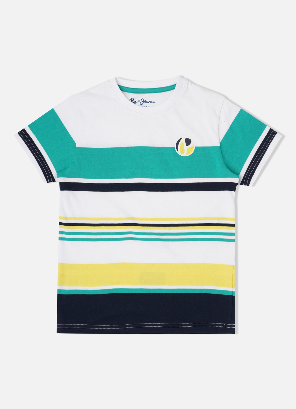 Boys Green Striped Short Sleeve Tee, , large image number 0