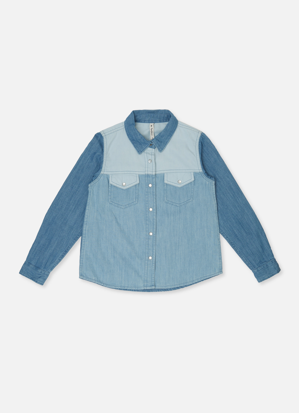 Stylish Denim Color Block Shirt, , large image number 1