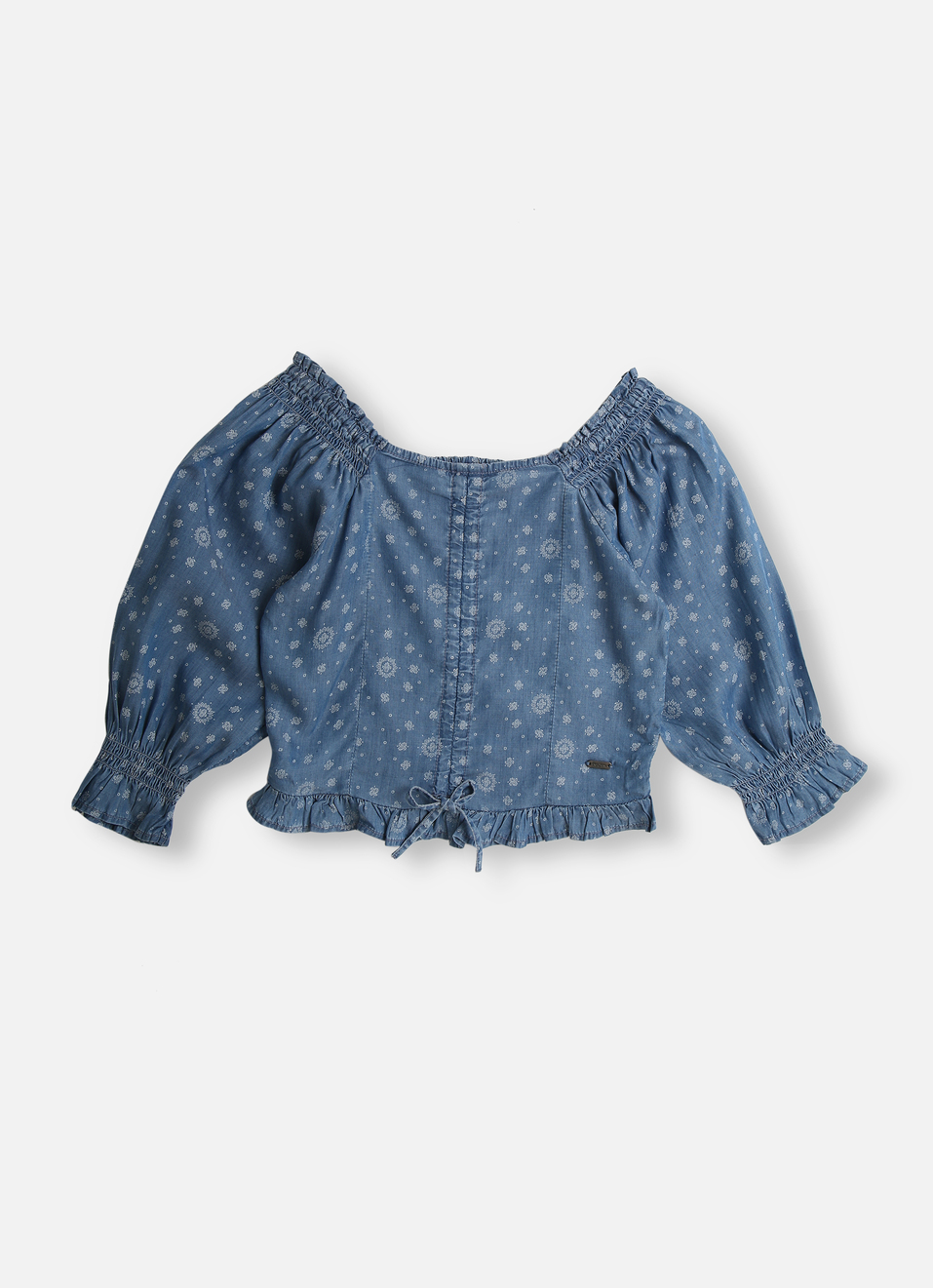 Bandana Print Denim Crop Top, , large image number 1