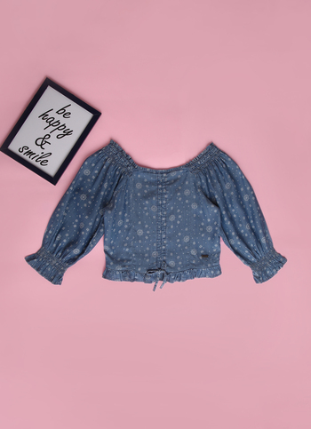 Bandana Print Denim Crop Top