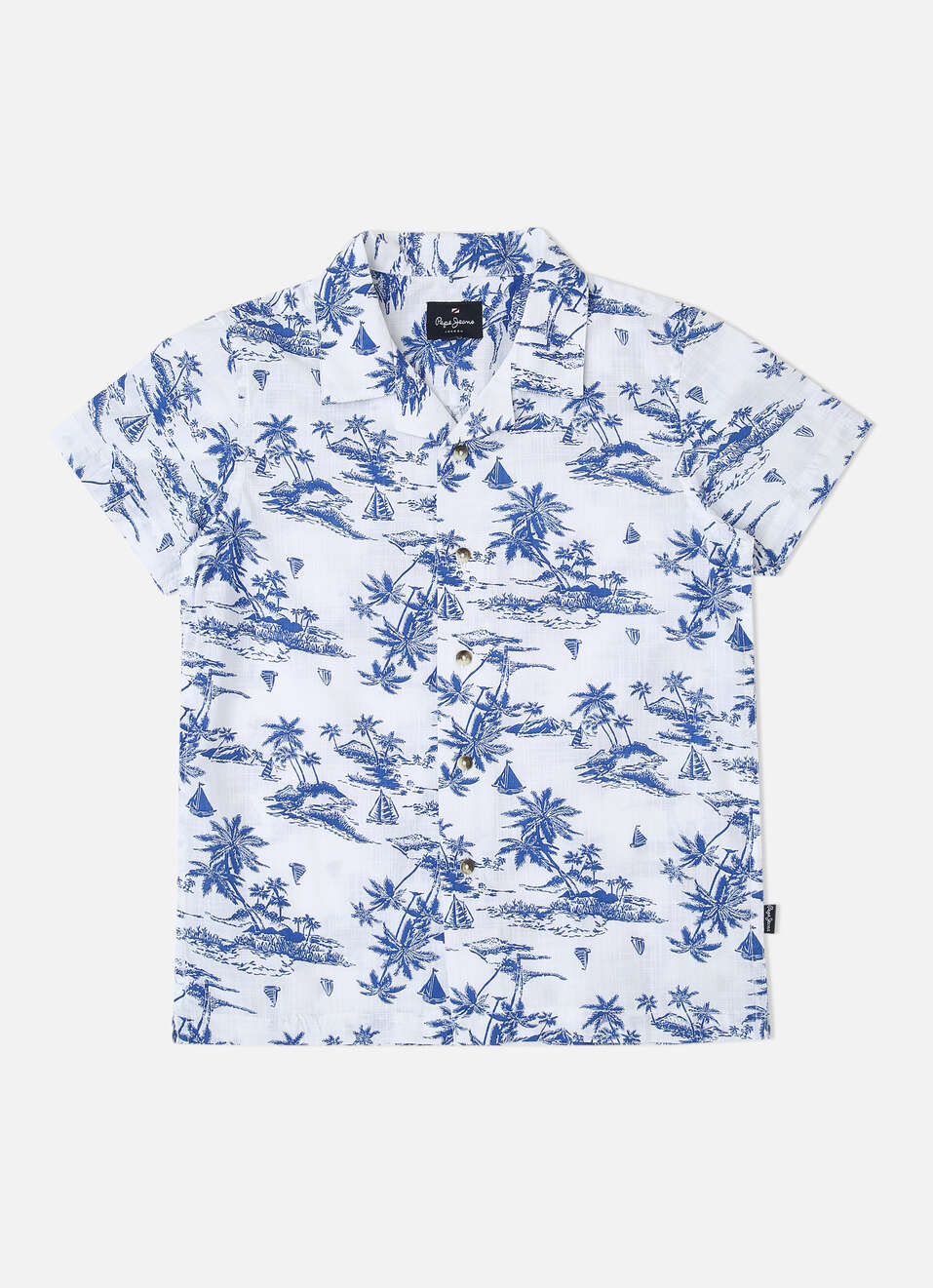 Tropical Print WhiteShirt, , large image number 0