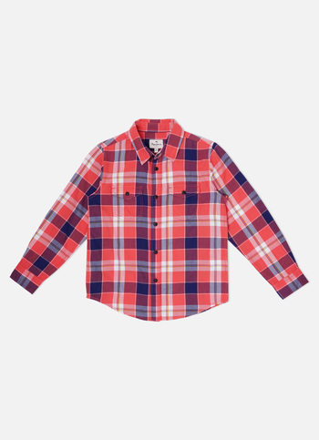 Twill Yarn Dyed Peach Checks Shirt
