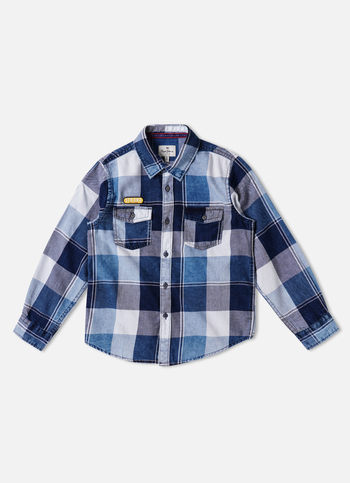 Aslan Ls Jr Yarn Dyed Indigo Checks Shirt