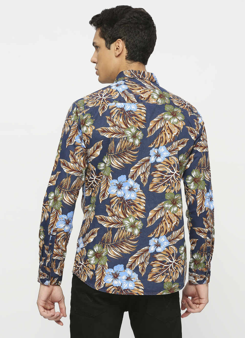 Blue All-over Printed Double Pocket Shirt, , large image number 2
