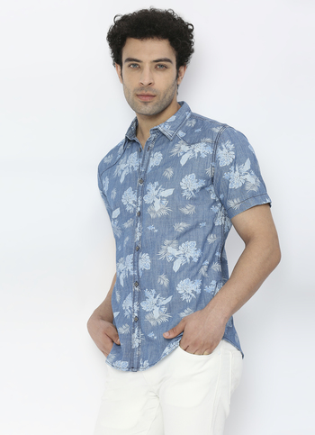 SIMP SR SS TROPICAL PRINT SS SHIRT