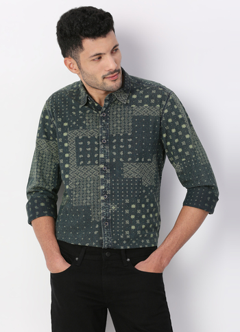 NATHAN LS SR INDIGO PRINT