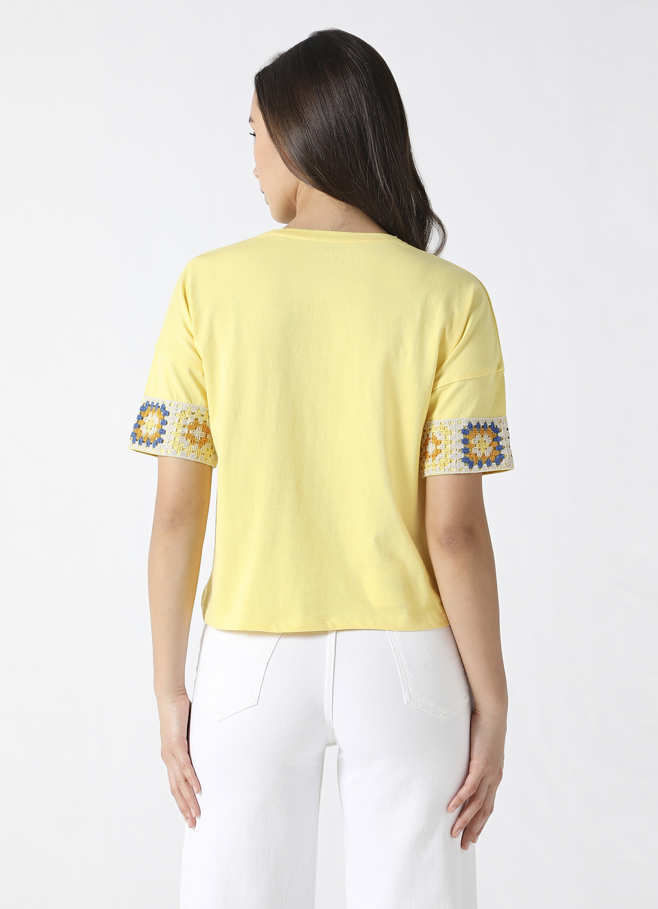 Crochet Lace Yellow T-shirt, , large image number 2