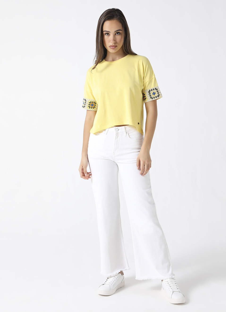 Crochet Lace Yellow T-shirt, , large image number 6