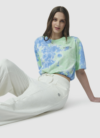 Elasticated Hem Tie & Dye Print T-shirt