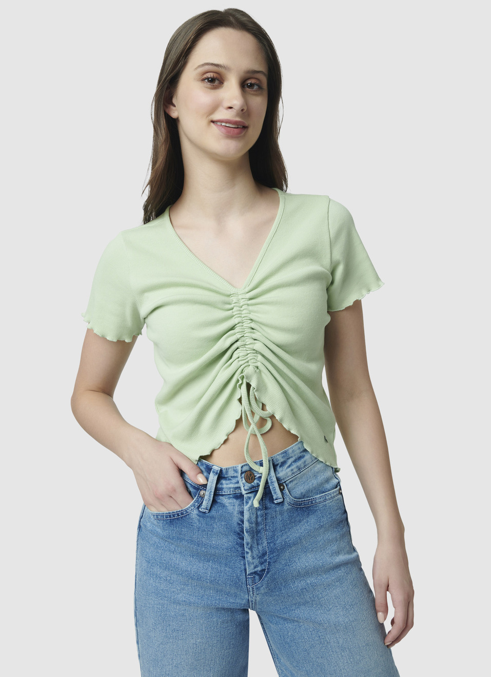 Trendy Rib Black Crop Top, , large image number 1