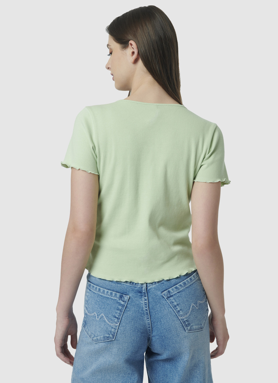 Trendy Rib Black Crop Top, , large image number 2