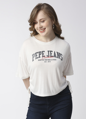 White Rouching Detail T-Shirt