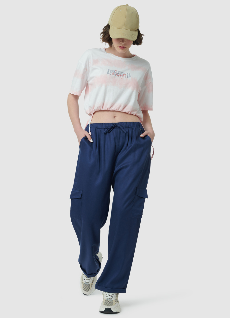 Tie & Dye Tie-up Hem Pink T-shirt, , large image number 5