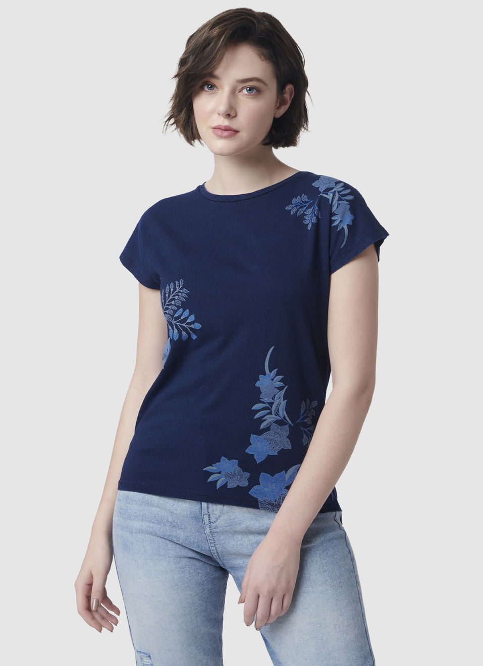 Printed Indigo T-shirt, , large image number 1