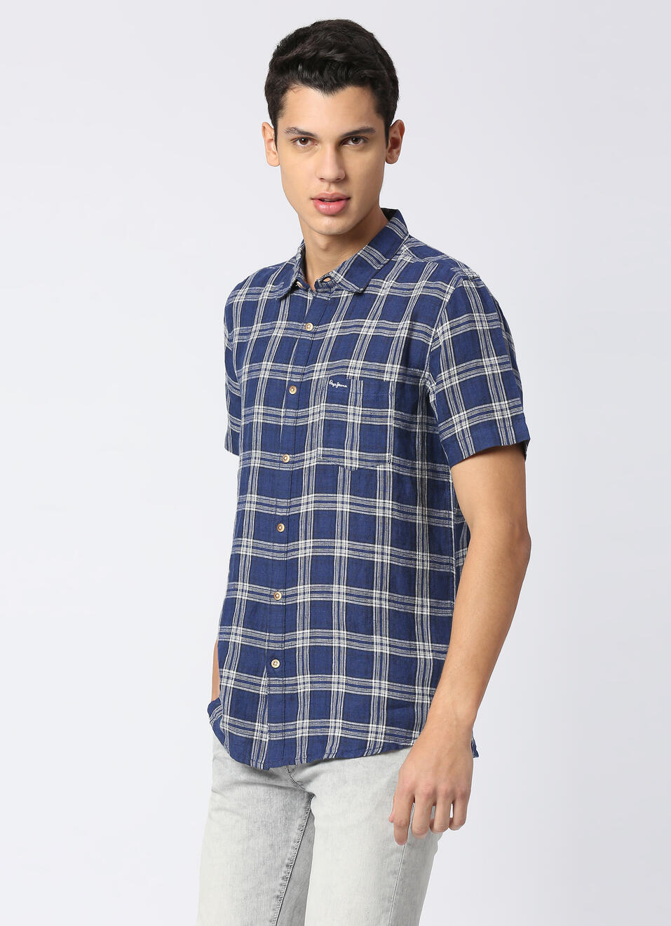Dorian Ss Pure Linen Check, , large image number 3