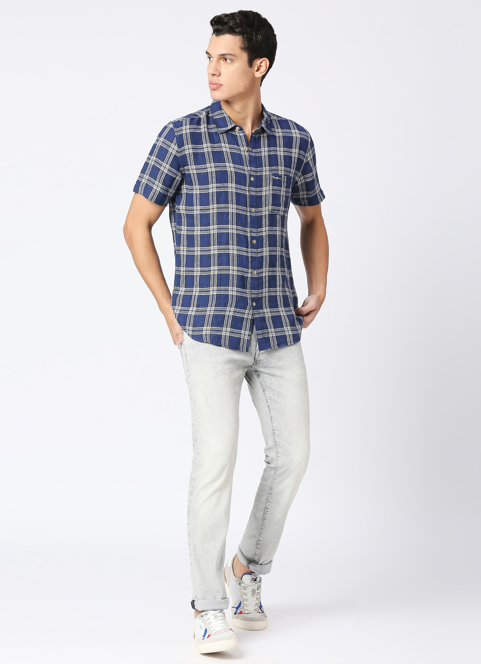 Dorian Ss Pure Linen Check, , large image number 6