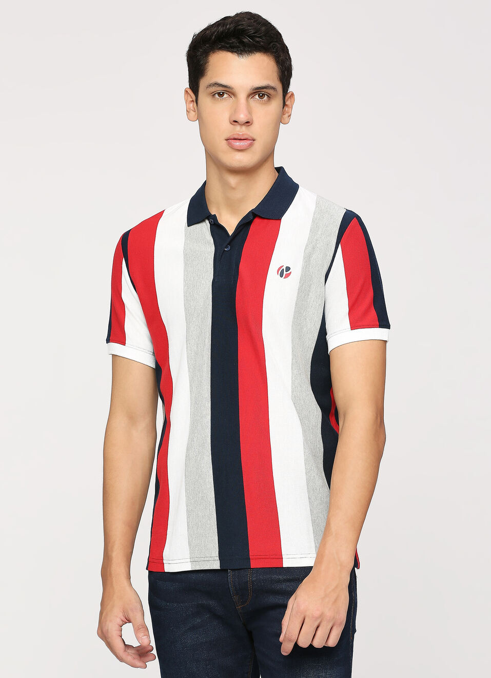 Striped Short Sleeved Polo, , large image number 1