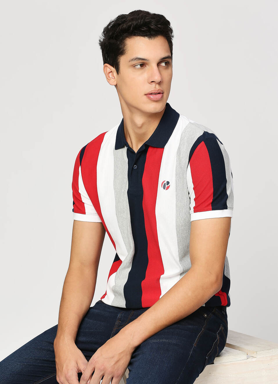 Striped Short Sleeved Polo, , large image number 0