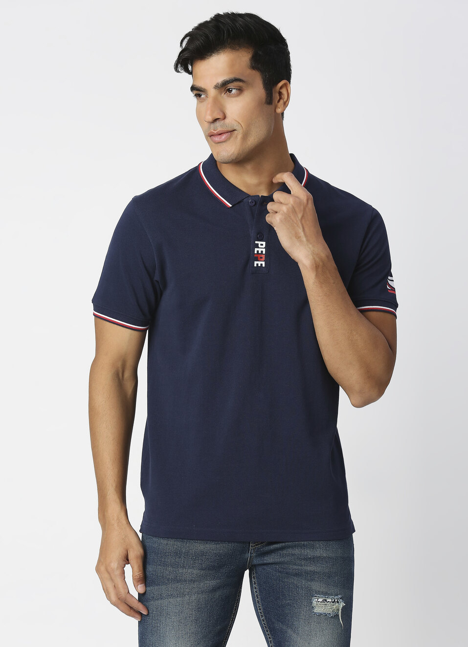 Navy Solid Polo, , large image number 1