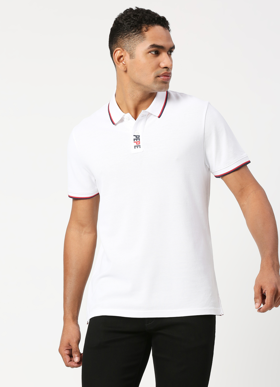 White Solid Polo, , large image number 1