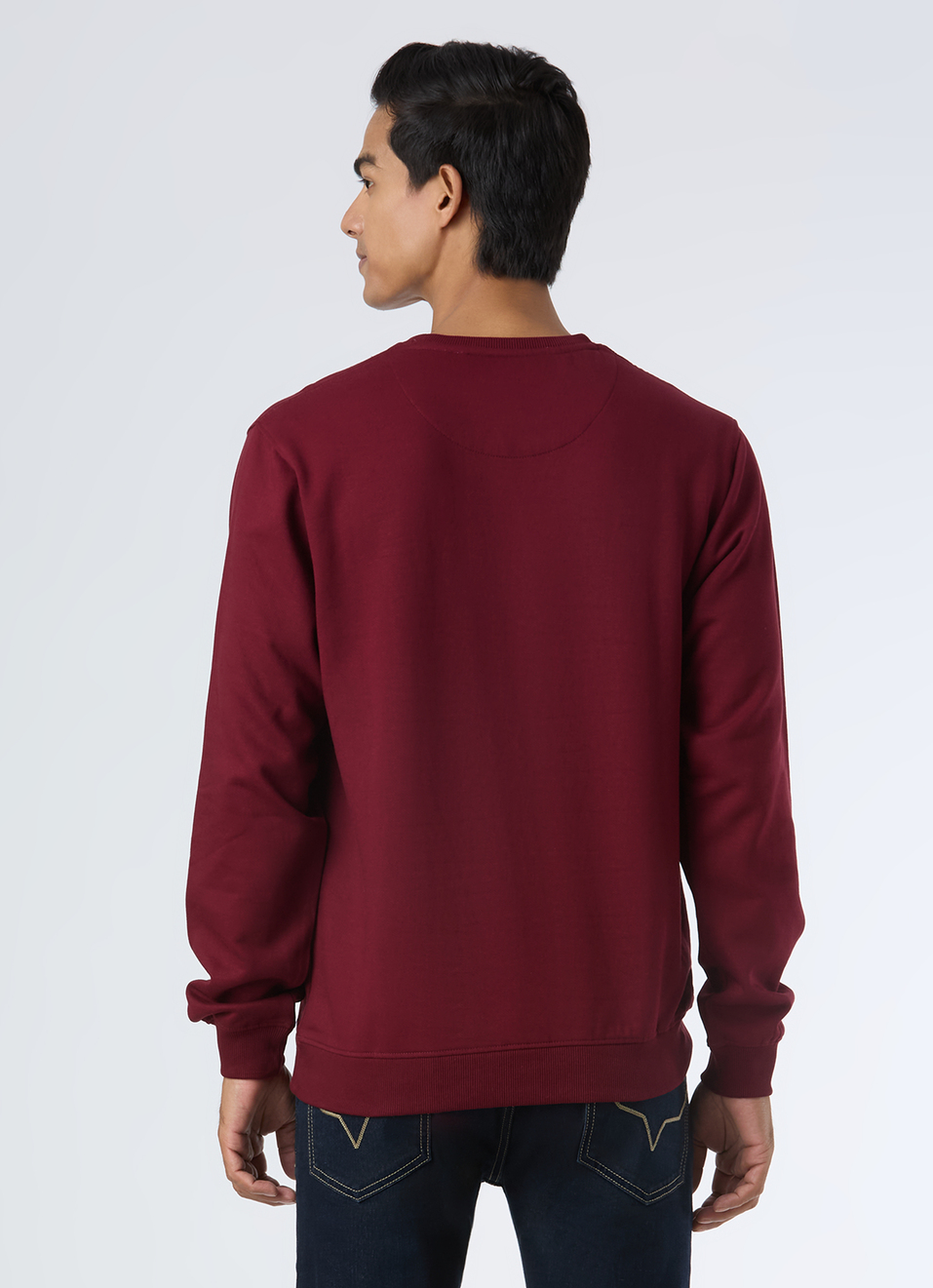 Men Burgundy Red Embroidery Logo Sweatshirt, , large image number 2