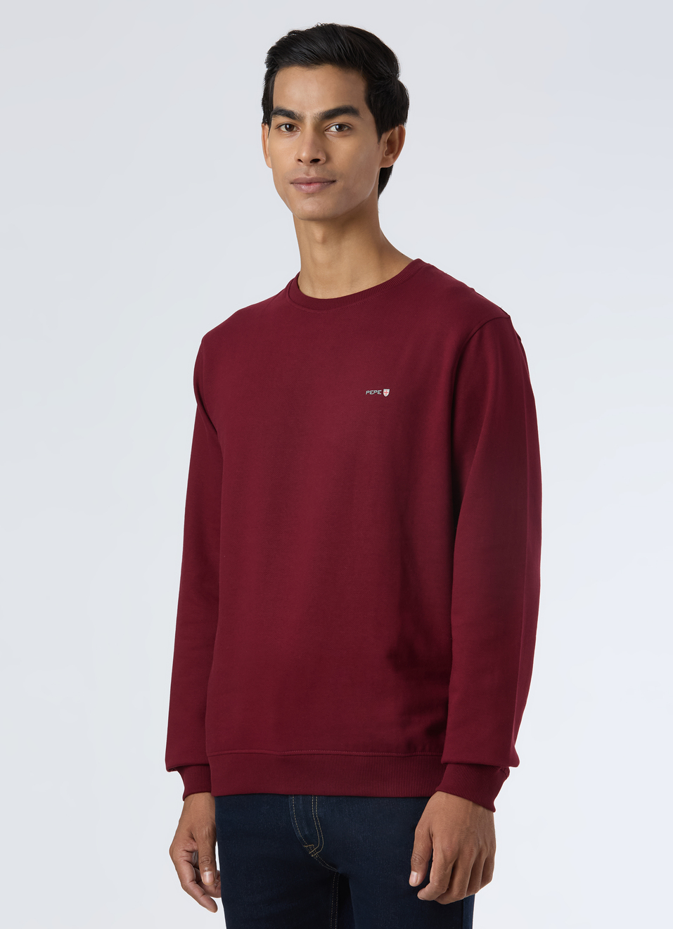 Men Burgundy Red Embroidery Logo Sweatshirt, , large image number 3