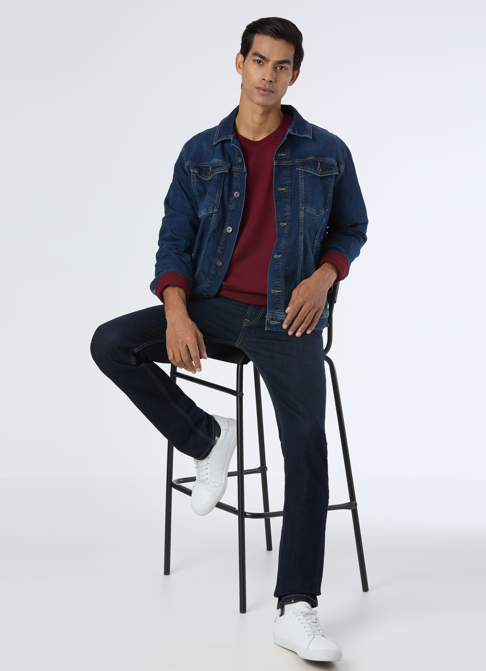 Men Burgundy Red Embroidery Logo Sweatshirt, , large image number 5