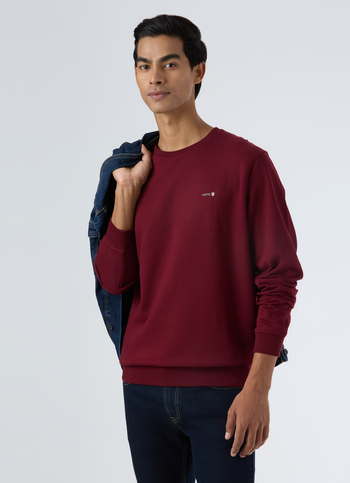 Men Burgundy Red Embroidery Logo Sweatshirt