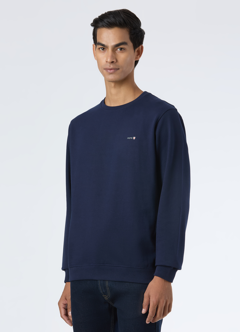 Men Navy Embroidery Logo Sweatshirt, , large image number 3