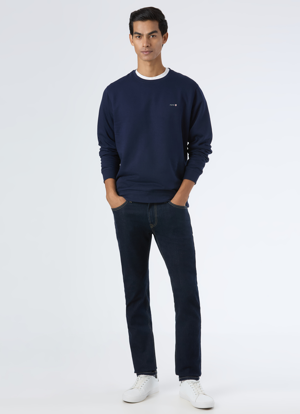 Men Navy Embroidery Logo Sweatshirt, , large image number 5